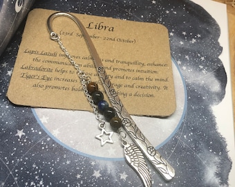 Libra crystal bookmark,charm bookmark, book lover gift, zodiac bookmark, horoscope bookmark, birthday gift,holistic gift,libra star-sign