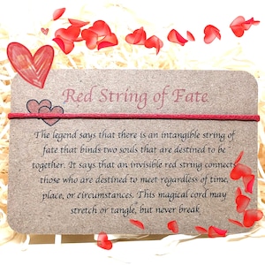 Red String of Fate, Red Thread of Fate, Red cotton bracelet, love bracelet, fate bracelet, destiny gift, destiny bracelet, couple gift, love image 2