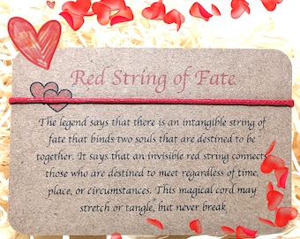 Red String of Fate Bracelet, Waxed Cotton Cord, Couple Gift