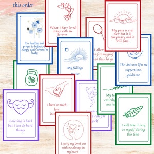 Cartes d’affirmation de deuil, cartes d’affirmations de deuil, jeu de cartes imprimables, cartes de deuil, pleine conscience, citations positives quotidiennes, cartes de perte