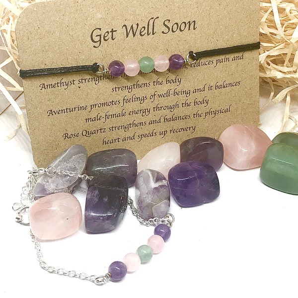 Get well soon gift, crystal bracelet, well being, crystal healing, handmade bracelet, wish you well gift, recovery gift, healing gift,anklet