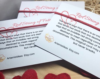 Red String of Fate Bracelet, Adjustable Waxed Cotton Cord