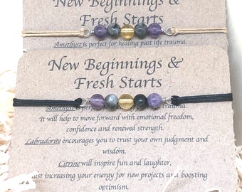 New beginnings crystal bracelet, new job gift, new year gift, friendship bracelet, graduation gift, new career gift, anklet,bracelet for him