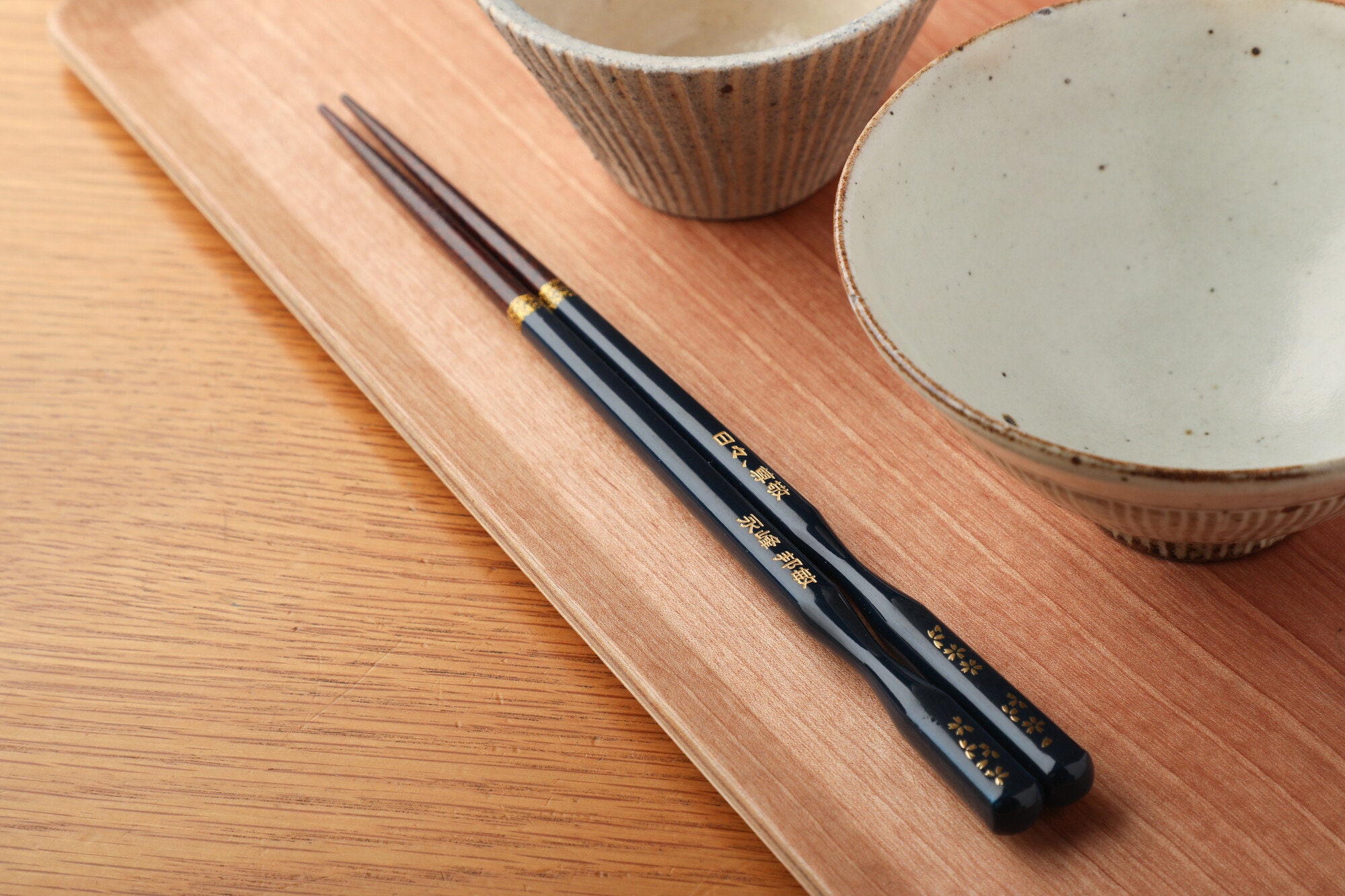 Luxurious Swell Blue Gold Red Japanese Chopsticks Custom 