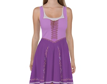 Rapunzel Cosplay Skater Dress/Running Costume
