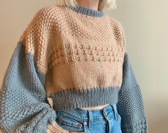 Knitting Pattern | "Hazy Skies" Sweater | Digital Download | Beginner Friendly | Cropped Sweater