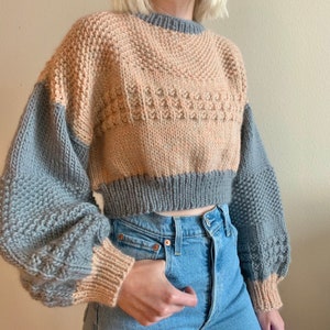 Knitting Pattern Hazy Skies Sweater Digital Download Beginner Friendly Cropped Sweater image 1