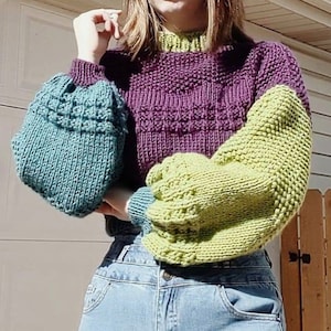 Knitting Pattern Hazy Skies Sweater Digital Download Beginner Friendly Cropped Sweater image 5