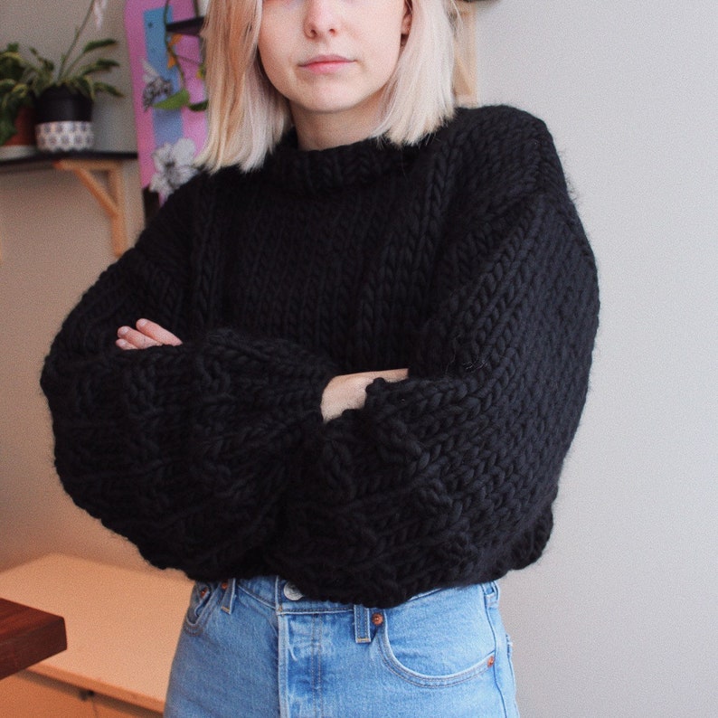 KNITTING PATTERN Perfect Cropped Sweater Sweater Pattern Cropped Wool Sweater