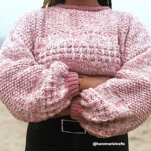 Knitting Pattern Hazy Skies Sweater Digital Download Beginner Friendly Cropped Sweater image 2