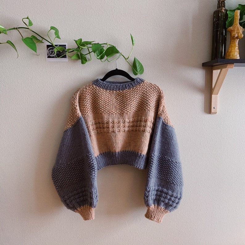 Knitting Pattern Hazy Skies Sweater Digital Download Beginner Friendly Cropped Sweater image 6