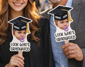 Personalisierter Kindheitsfoto-Abschlussfächer, Vintage benutzerdefinierte Abschlussgeschenk, Klasse von 2026 Senior Bestie Prop, lustiger Abiturient