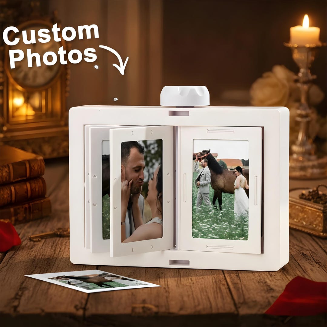 Personalized Rotating Photo Frame Carousel, Custom Flip & Spin Photo ...