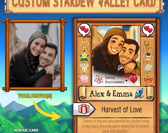 Custom Stardew Valley Card, Personalized Couples Anniversary Gift, Wedding Anniversary Gift, Gift for Him Her, Gift for Gamer, Birthday Gift