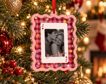 Personalized Couple Playing Card Ornament, Custom Picture Frame Christmas Decor, Couples First Xmas, Best Friend Photo Keepsake Gift