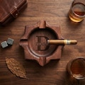 Personalized Wooden Ashtray with Monogram & Name, Custom Engraved Ash Tray for Smokers, Father\u2019s Day Gift for Him