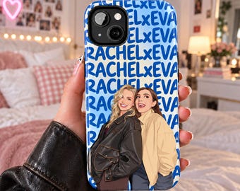 Personalized Besties Photo Phone Case, Custom Photo Gift for Best Friend Tough Case, Besties Photo Watercolor Matching Phone