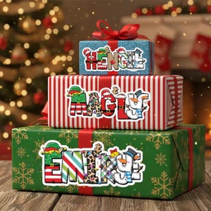 Custom Christmas Kids Name Tags Label, Present Labels Holiday Gifts for Kids, Personalized Alphabet Sticker 2025 Gift