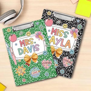 Custom Teacher Clipboard Composition Book with Name; Personalized Teacher Gift; Ideal Back to School Gift; 1st Day Teacher Appreciation Gift