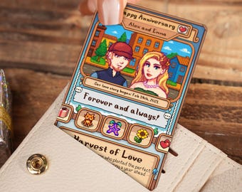 Custom Stardew Valley Metal Wallet Card - Personalized Couples Gift - Anniversary Gifts - Wedding Gifts - Gift for Him Her - Gift for Gamers