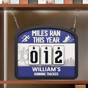 Custom Hanging Run Tracker, Personalized Miles Ran This Year Counter, Running Log, Gift for Runners, Yearly Mileage Tracker, Run Milestone