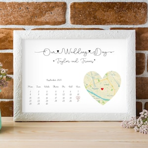 Personalized Wedding Print Gift, Wedding Location Poster, Anniversary Engagement First Date Couple Heart Minimalist Map, Wedding Gift