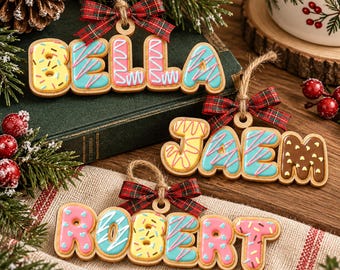 Personalized Gingerbread Name Ornament, Custom Kids Christmas Ornament, Gingerbread Letter Name Keepsake, Stocking Stuffer Gift