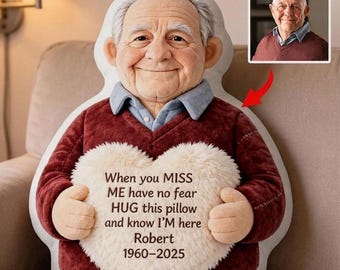 Personalized 3D Effect Memorial Hug Pillow – Custom Photo Pillow with Heart Message, Sympathy Gift for Loss & Remembrance
