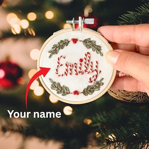 Custom Embroidered Christmas Ornament, Personalized Embroidered Hoop, Custom Gift, Christmas Tree Decor