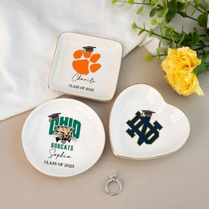 Custom University Logo Trinket Ring Dish,Graduation University Jewelry Tray, Personalized Graduation Gift for Her, 2025 Graduate Gifts