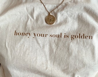 honing je ziel is goud - vintage esthetisch T-| vrouwelijk t-shirt, parijse chique stijl, dames essentials, cadeau voor haar