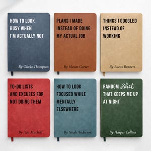 Funny Sarcastic Personalized Leather Notebook Journal, Coworker Gag Gift, Office Humor Notebook, Custom Cover Notebook