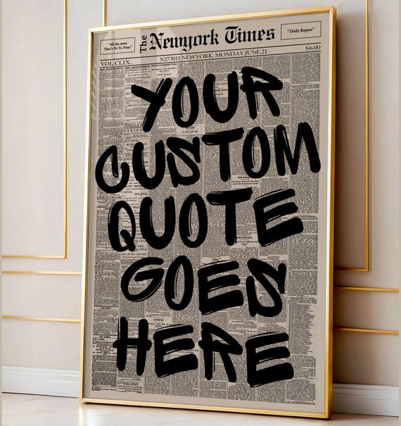 Vintage Personalized Newspaper Poster, Custom Quote Wall Art, Typography Poster, Canvas Wall Hanging, Custom Newspaper Print, Trendy Decor