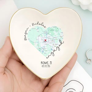 Location Engagement Gifts For Couple Jewelry Tray, Custom Map Engaged Trinket Dish, Engagement Map Ring Dish, Newly Engaged Ring Holder