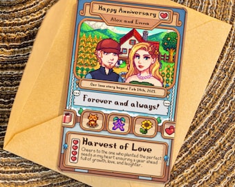 Custom Stardew Valley Card - Personalized Couples Gifts - Anniversary Gifts - Wedding Anniversary - Gift for Him Her- Gift for Farming Gamer