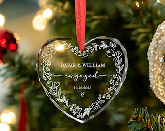 Personalized Engaged Ornament 2025,Wedding Keepsake Ornament,Engagement Ornament with Names & Date,Engaged Gift,Newlywed Gift For Couple