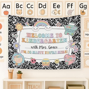 Personalized Classroom Tapestry, Composition Notebook Theme Banner, Custom Welcome Back to School, Custom Teacher Name Gift, Classroom Decor