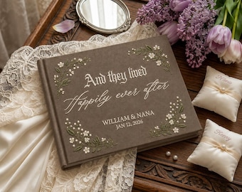 Personalized Wedding Guest Book, Custom Hand Embroidered Linen Memory Book, Wedding Keepsake with Names and Date, Bridal Shower Gift