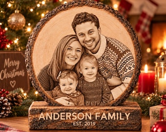 Custom Photo Wooden Block, Family Portrait Gift, Personalized Anniversary Gift for Couple, Custom Family Keepsake, Wood Photo Plaque