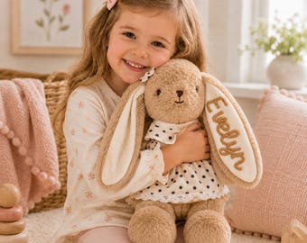 Gepersonaliseerde pluche konijn, aangepaste knuffel konijn voor baby, knuffel konijn, kraamcadeau