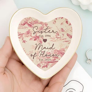 Personalized Maid of Honor Gift, MOH Ring Dish, Sister Wedding Gift, Personalized Toile De Jouy Maid of Honor Gift Sister Maid of Honor