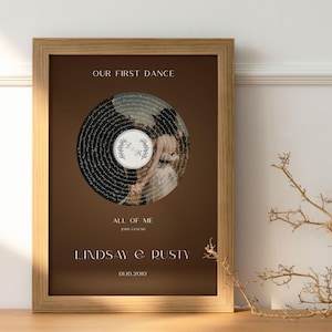 Personalized Our First Dance Song Lyrics Print Poster, Vinyl Record Wedding Song Lyrics for Anniversary Keepsake, Christmas Gift for Couples