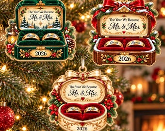 Personalized Newlywed Ornament 2026, First Christmas Married Ornament, Custom The Year We Became Mr and Mrs Wedding Gift,  Anniversary Gifts