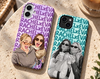 Custom Watercolor Portrait From Photo Phone Case, Personalized Couple Anniversary Gift, Custom Family Photo Art, Gift For Him And Her