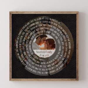 Song Lyrics First Dance Song with photo Wedding Anniversary Gift One Year Anniversary Gift Wedding Vow Wall Art 1st Anniversary Gift for Her