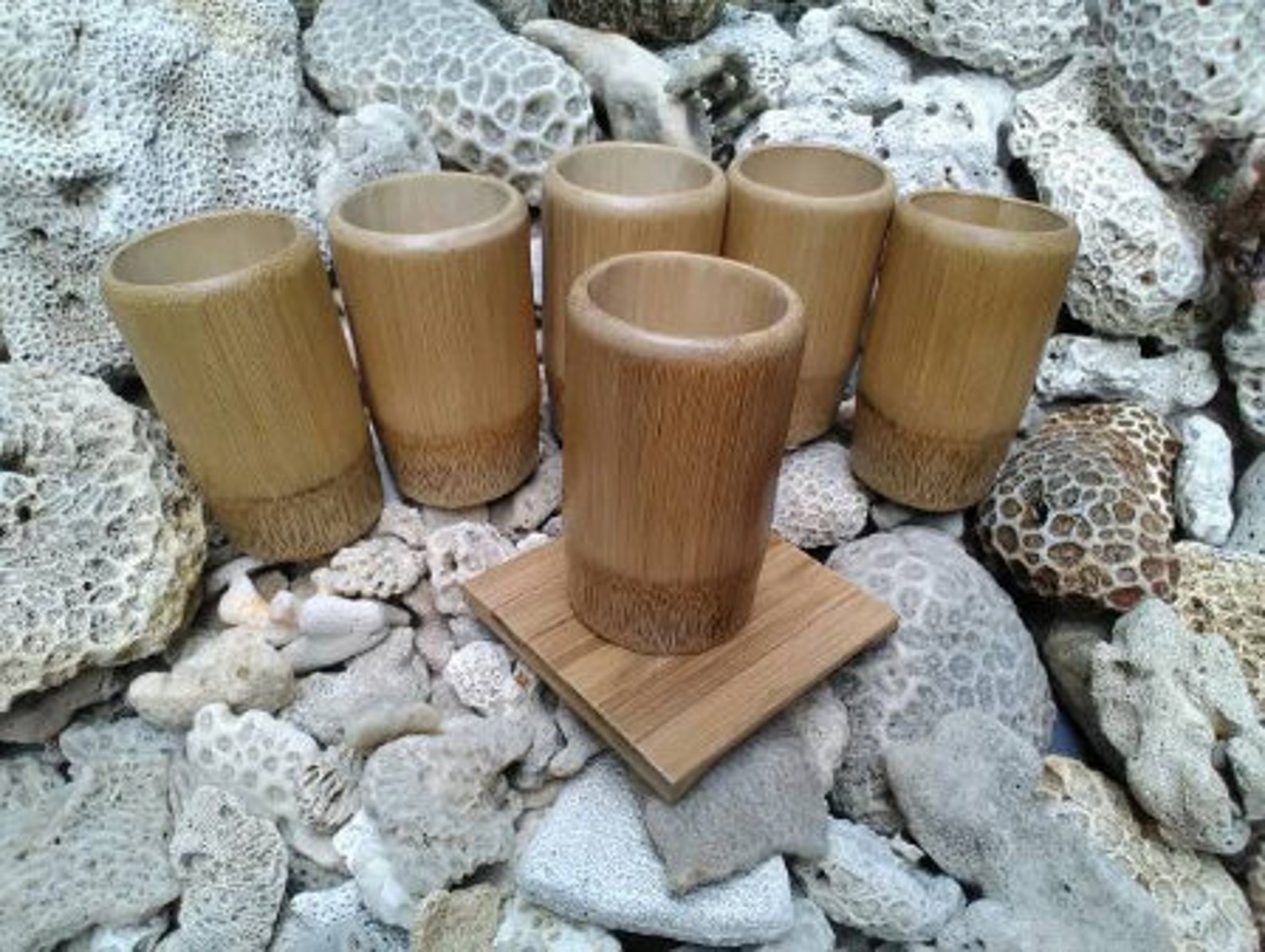 Personalized Unique Bamboo Cups Set 6 Pyrography Technique. Etsy