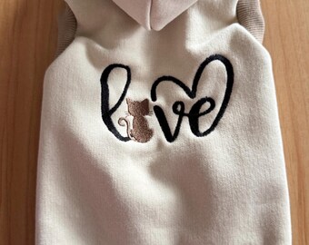 Sudadera sin mangas con gato bordado - Personalizada - Nombre personalizado - Regalo para amantes de las mascotas
