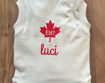 Día de Canadá - Camiseta de algodón para mascotas bordada - Personalizado - Nombre personalizado - Regalo para amantes de las mascotas