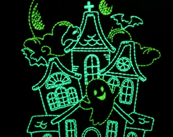 Fantasma brilla en la oscuridad - Sudadera bordada - Personalizado - Nombre personalizado - Mascota de regalo amante de las mascotas - Halloween