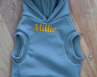 Sunshine Makes Me Happy - Embroidered Pet Sleeveless Summer Hoodie - Personalized - Custom Name - Pet Lover Gift